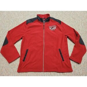 Disney Parks Jacket Mens Medium Red Fleece Full Zip Mickey Florida Casual